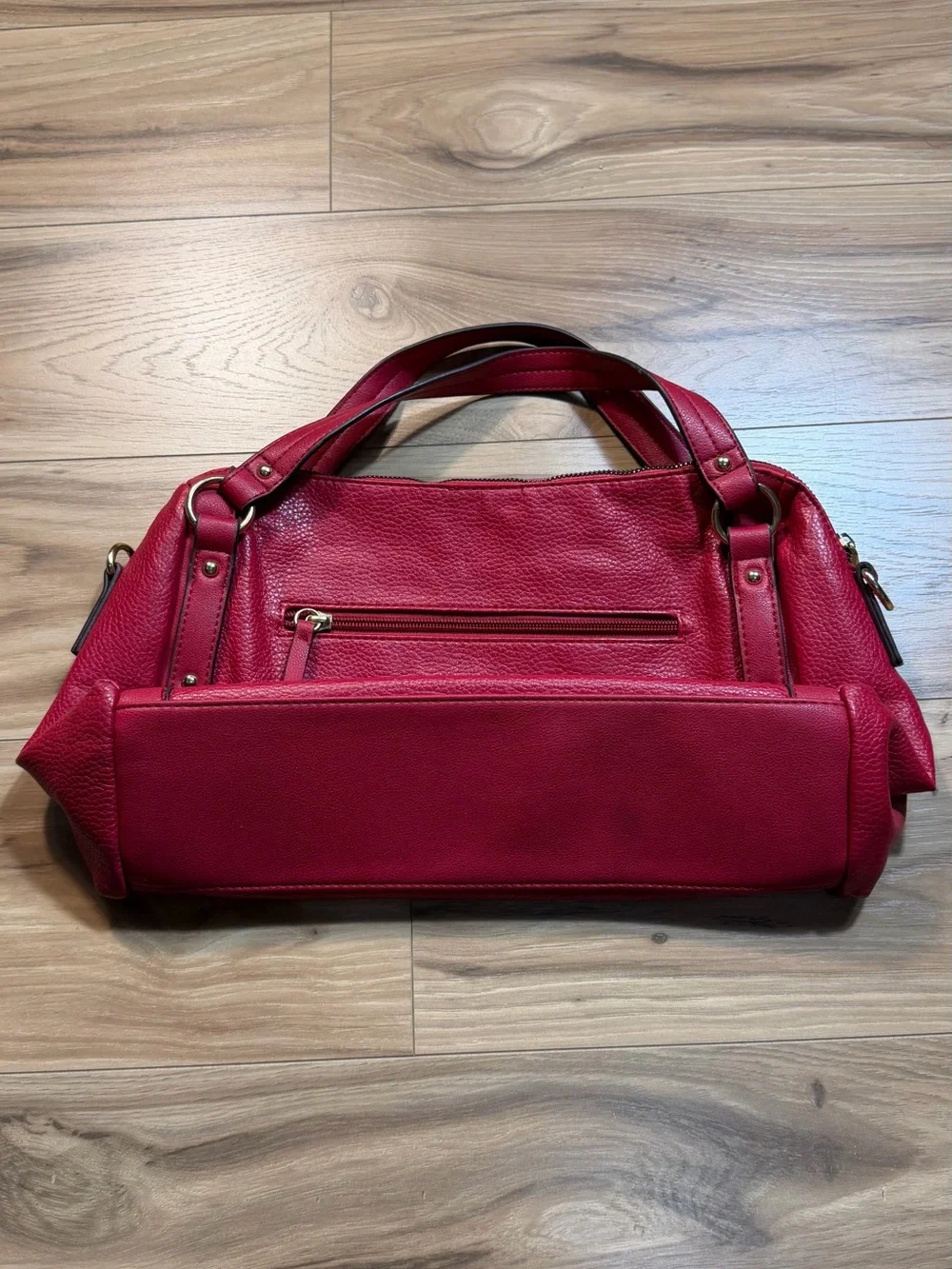 Juicy Couture Pink-Red Pebbled Leather Satchel with Gold Hardware